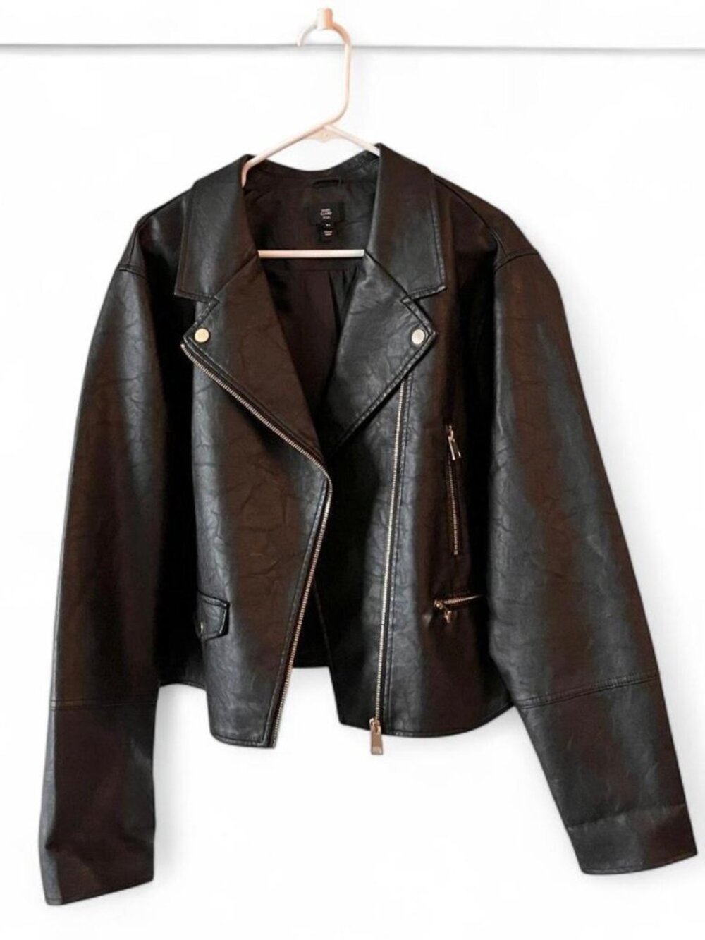 Beautiful River Island Faux Leather Motorcycle Jacket Size 24